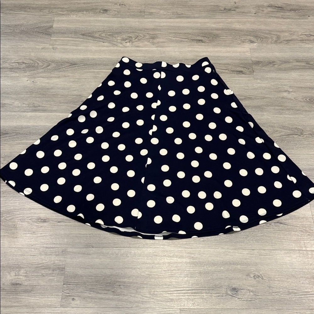 Faith and Joy Navy and White Polka Dot skirt size XL
